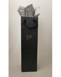 BOLSA PARA BOTELLA  NEGRO C/ CÍRCULOS PLATEADOS