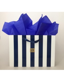 BOLSA GRANDE A RAYAS AZUL Y SEDA AZUL
