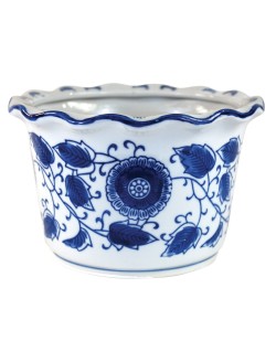 MACETA ONDEADA CHICO AZUL/BLANCO