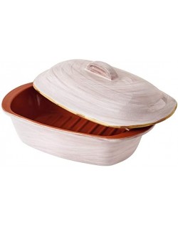VASIJA CON TAPA EN TERRACOTA BLANCO CON FILO DORADO