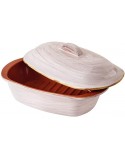 VASIJA CON TAPA EN TERRACOTA BLANCO CON FILO DORADO