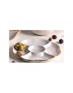 PLATO SECCIONAL BLANCO CON FILO DORADO