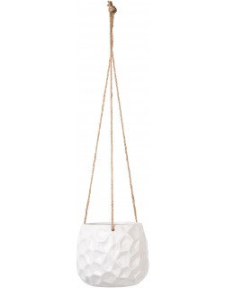 MACETA COLGANTE BLANCO BRILLANTE ORGÁNICO.