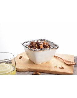 BOWL PARA PIQUEO CUADRADO BLANCO FILO EN TITANIO