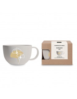 TAZA GRANDE EN CAJA MOD: GINKO DORADO TOPO