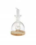 ACEITERA DE CRISTAL BASE DE BAMBÚ MOD: CORAZÓN