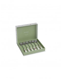SET X 6 CUCHARITAS EN ACERO INOX. Y CERÁMICA MOD: NONNA ROSA