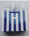 BOLSA RAYAS AZUL/BLANCO GRANDE SEDA PLATEADA