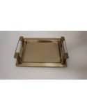 BANDEJA RECTANGULAR EN ACERO MARTILLADO CONO ASAS ACRILICAS