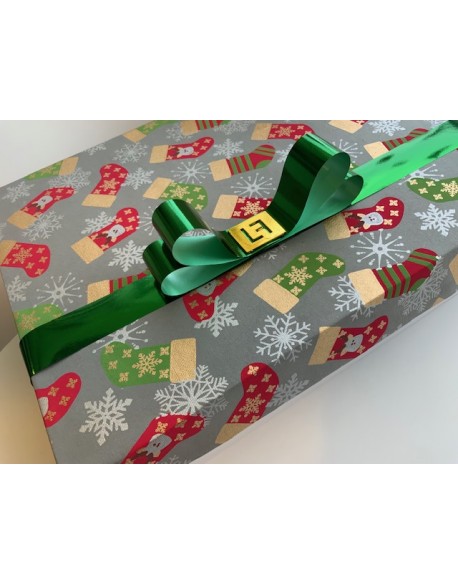CAJA RECTANGULAR BOTITAS NAVIDEÑAS FONDO GRIS HINDU