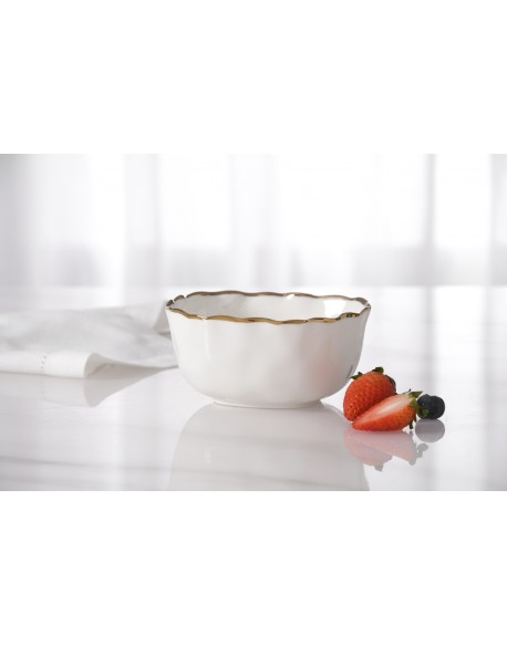 BOWL PARA SNACK EN PORCELANA BLANCA FILO DORADO