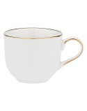 SET X 6 TAZAS CON PLATITO EN POCELANA BLANCA FILO DORADO
