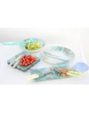 SET X 6 TENEDORES P/POSTRE PLATEADO C/MANGO MULTICOLOR