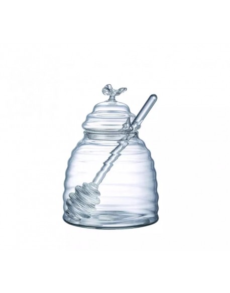 FRASCO PARA MIEL EN BOROSILICATO CON TAPA CON CUCHARA