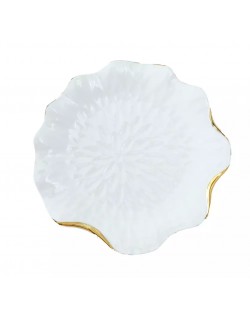 PLATO LLANO EN PORCELANA BLANCA C/BORDE DORADO