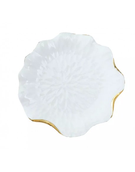 PLATO LLANO EN PORCELANA BLANCA C/BORDE DORADO