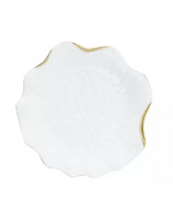 PLATO DE POSTRE EN PORCELANA BLANCA C/BORDE DORADO