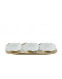 JUEGO DE 3 BOWL DE PORCELANA BLANCA C/BORDE DORADO