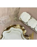 JUEGO DE 3 BOWL DE PORCELANA BLANCA C/BORDE DORADO
