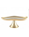 PLATO P/TORTA PEQUEÑO C/BORDE DORADO Y PEDESTAL