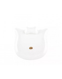 PLATO DE POSTRE BLANCO EN CERÁMICA MOD. GATO NARIZ DORADO