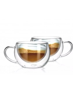 SET X 2 TAZAS DOBLE PARED REDONDA PARA TÉ ´Ó CAFÉ