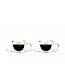 SET X 2 TAZAS C/PLATILLOS DE DOBLE PARED P/ ESPRESSO