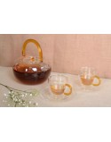 SET X 2 TAZAS C/PLATILLOS DE DOBLE PARED C/ASA AMARILLA