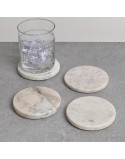 SET X4 POSAVASOS EN MARMOL BLANCO RODONDOS