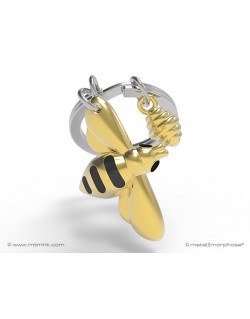 LLAVERO MOD: ABEJA CON PANAL EN METAL CROMADO