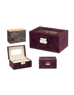 CAJA PORTA RELOJ X 3 COLOR MORADO CON LLAVE