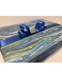 CAJA PAPEL ITALIANO AZUL 25CM X 25CM + 8CM