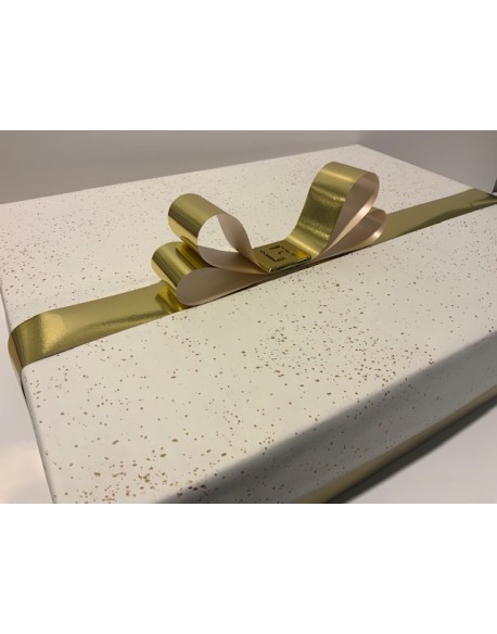 CAJA MOD. SALPICADO DORADO 25CM X 25CM + 8CM