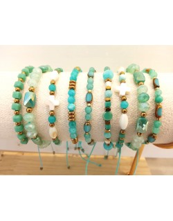PULSERAS AJUSTABLES MIX TURQUESA