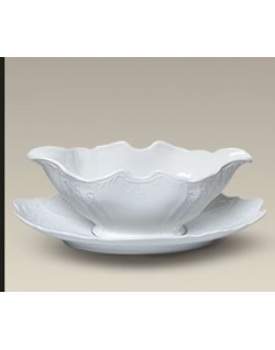 SALSERA UNA SOLA PIEZA C/RELEIVE EN PORCELANA 10"