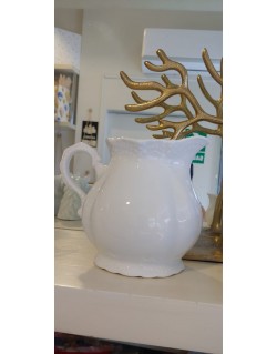 JARRA C/BORDE DE CUENTAS EN PORCELANA BLANCA