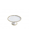 BASE PARA TORTA EN PORCELANA BLANCO FILO DORADO