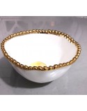 BOWL  PARA PIQUEOS BLANCO FILO DORADO