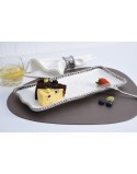 BANDEJA MEDIANA RECTANGULAR BLANCA FILO PLATEADO