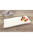 BANDEJA MEDIANA RECTANGULAR BLANCA FILO PLATEADO