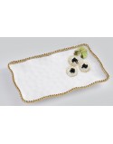 PLATO RECTANGULAR MEDIANO BLANCO FILO DORADO