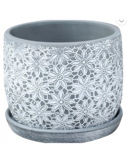 MACETA FLORAL GRIS C/PLATO 5".5" X4".5"