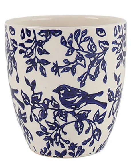 MACETA RAMAS AZUL/BLANCO C/PLATO