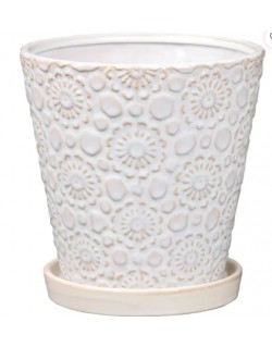 MACETA EN CERAMICA 6" C/PLATO MOD: WHEEL