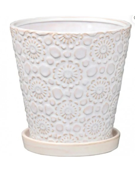 MACETA EN CERAMICA 6" C/PLATO MOD: WHEEL