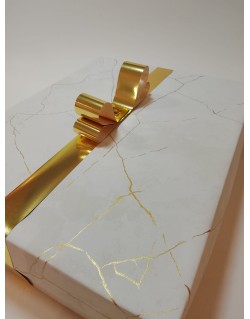 CAJA PAPEL MARMOL LINEA DORADA 29CM X 39CM + 9CM