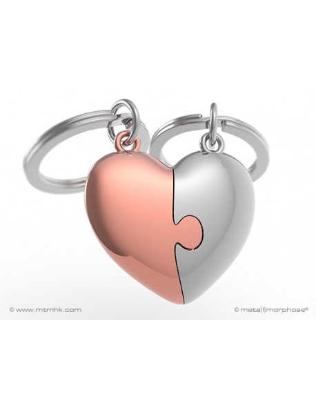 LLAVERO EN METAL MOD: DUO CORAZON GOLD ROSE