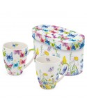 TAZA EN CAJA MOD: MARIPOSAS Y FLORES