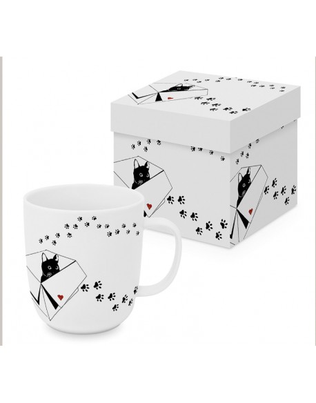 TAZA EN CAJA DECORATIVA MOD: TALLER DE GATOS
