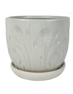 MACETA BLANCO MATE C/PLATITO MOD: DANDELION